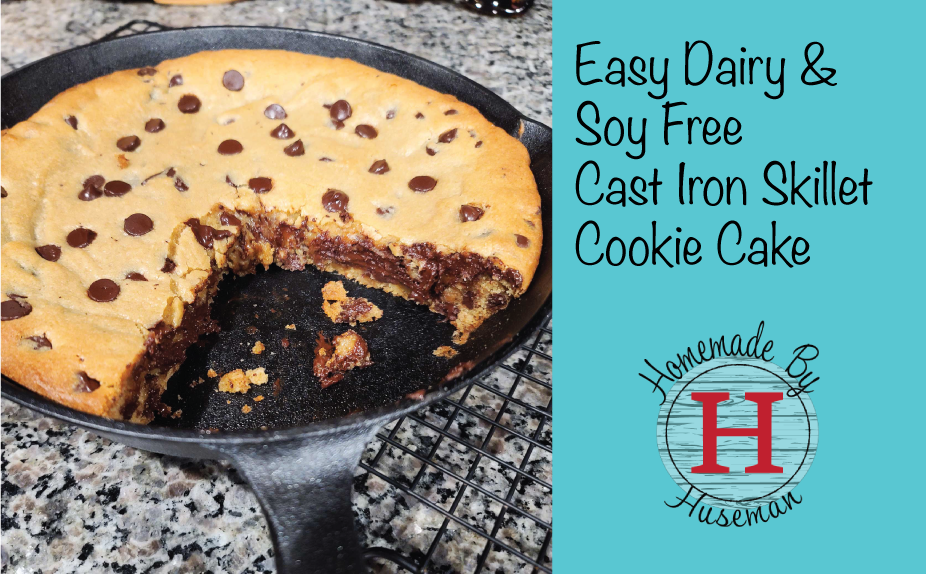 Easy Dairy & Soy Free Cast Iron Skillet Cookie Cake