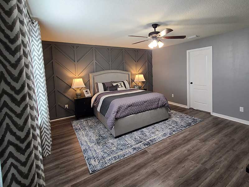 bedroom makeover with gray features