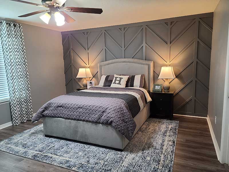 chevron wall in bedroom